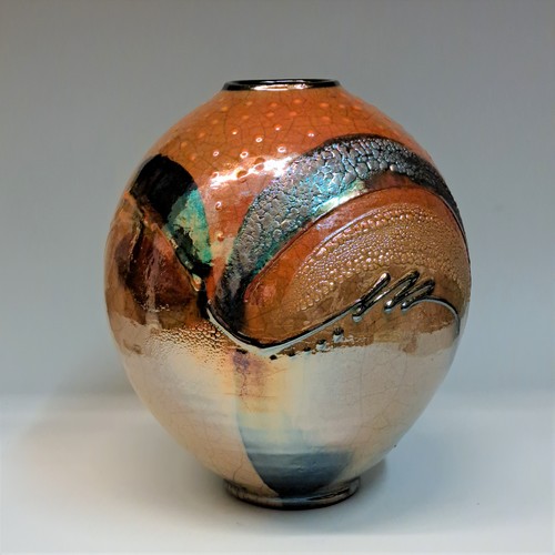 Click to view detail for #230757 Raku Glitter Pot $79